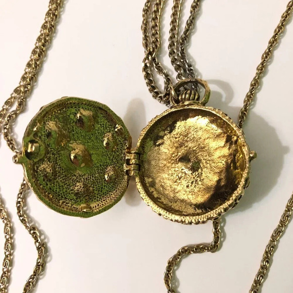 Vintage Goldette NY Pocket Necklace Long Chain  Layered Victorian Style - Picture 5 of 12